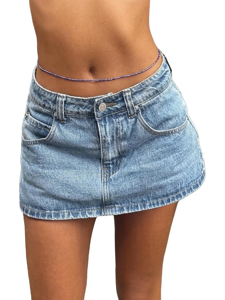 Jean Skirts For Women Mid/Low Rise 2026 Trendy Summer Y2k Clothes Sexy Denim Min